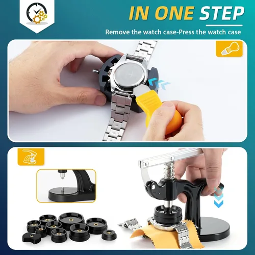 Miniatura 2 de Eventronic Combinación de kit de reparación de reloj y prensa de reloj, kit de herramientas de reloj con kit de herramientas de repuesto de batería
