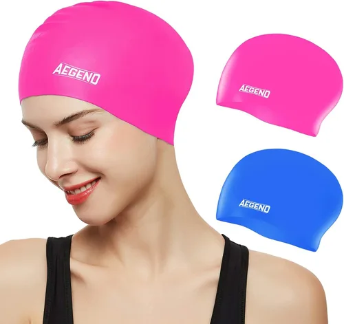 Miniatura 17 de Aegend - Gorros de natación para cabello largo, gorras de natación de silicona duraderas para mujeres, hombres, adultos, jóvenes, fáciles de poner