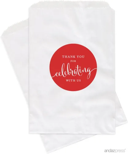 Miniatura 16 de Andaz Press Bolsas de regalo personalizadas para mesa de postre, agradecimiento por celebrar con nosotros, aguamarina, paquete de 24, personalizadas