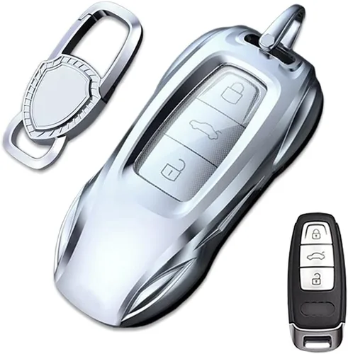 Funda de metal de aleación de zinc para llavero compatible con Audi A6 A7 A8 Q8 SQ8 E-Tron S6 S7 RS6 Q7 Smart Key Fob Cover Cover Shell Shell