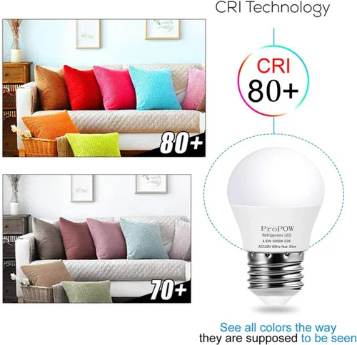 Miniatura 4 de Bombilla LED para refrigerador equivalente a 40 W, equivalente a 120 V, 4,5 W, luz blanca diurna 5000 K, base media E26, bombilla de ahorro