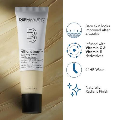 Miniatura 3 de Dermablend Brilliant Base - Maquillaje facial iluminador, formulado con niacinamida, manteca de karité y glicerina, enriquecido con derivados