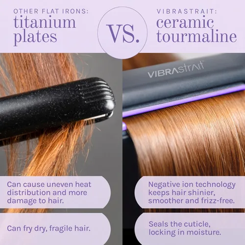 Miniatura 7 de Essential - Plancha de cerámica vibratoria iónica de turmalina, 1.5 pulgadas, alisadora de pelo de cerámica rápida y sin encrespamiento