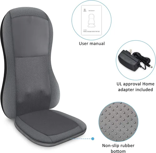 Miniatura 9 de COMFIER Shiatsu - Masajeador de respaldo completo, almohadilla para silla de masaje con calor, cojín de asiento de masaje 2D/3D, masajeador de silla