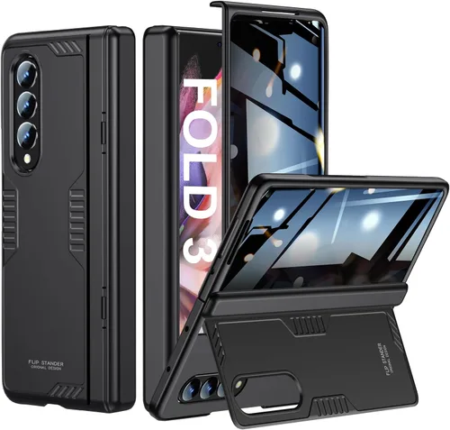 Miniatura 9 de Funda para Samsung Z-Fold-3: [Soporte oculto] [Carga inalámbrica] Funda delgada con protección de bisagra ligera con protector de pantalla - Funda