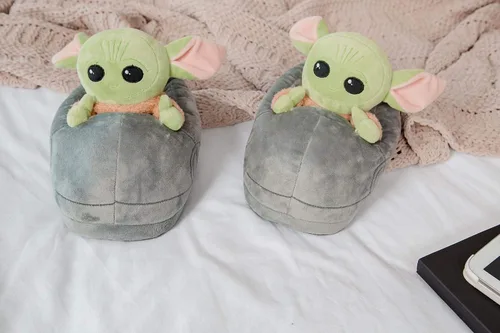 Miniatura 3 de Robe Factory LLC Star Wars The Mandalorian The Child Grogu - Pantuflas 3D Zapatos de casa de felpa suave con temática de Yoda bebé con suela