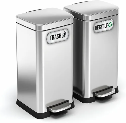 Miniatura 8 de Calcomanías de reciclaje y basura para botes de basura de cocina y contenedores de reciclaje, combo de calcomanías de basura y reciclaje para Plata