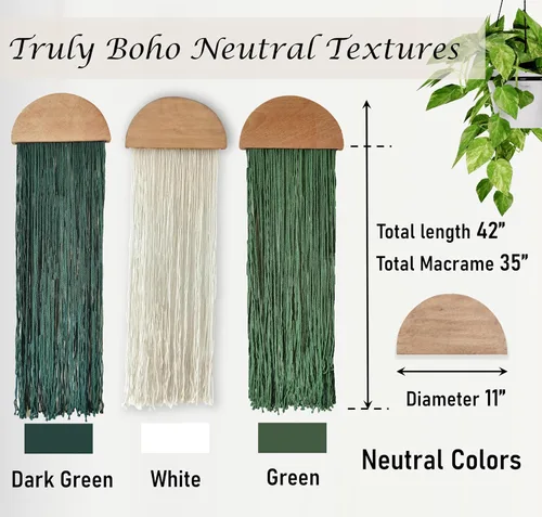 Miniatura 3 de Induslyfe Tapiz de macramé para colgar en la pared, 3 piezas, tejido bohemio para el hogar, elegante, decoración de pared geométrica bohemia, Verde