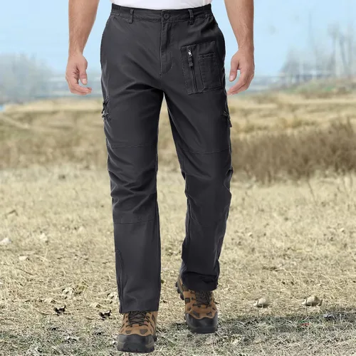 Miniatura 2 de CRYSULLY Pantalones cargo tácticos para hombre, pantalones de trabajo Ripstop con 9 bolsillos (sin cinturón)