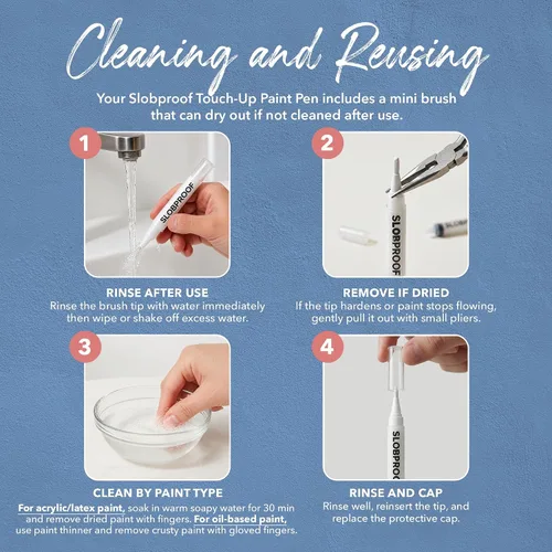 Miniatura 7 de Slobproof Bolígrafo de pintura de retoque recargable, sin ensuciar, herramienta de reparación de pintura de pared reutilizable, aplicación precisa