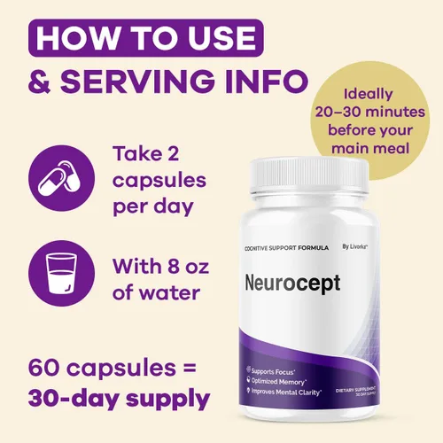 Miniatura 4 de Neurocept - Cápsulas de suplemento cerebral oficial Neuro cept Brain & Memory Focus Support Advanced Formula, Neurocept Pills apoyo diario
