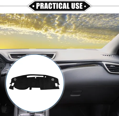 Miniatura 2 de Tapete de cubierta de tablero de automóvil compatible con Nissan Altima 2019-2023, franela protectora negra para consola central con borde