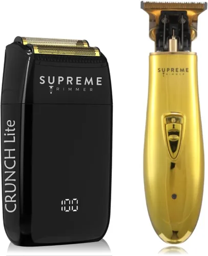Miniatura 10 de Supreme Trimmer 2 en 1 DLC T-Shaper recortadora de barba y cabello + afeitadora de lámina Crunch Lite Kit de viaje y precisión de grado