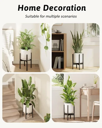 Miniatura 5 de GENTINGBRO Soporte ajustable para plantas de interior, soporte de bambú para plantas de 8, 9, 10, 11, 12 pulgadas, soporte de esquina pequeño