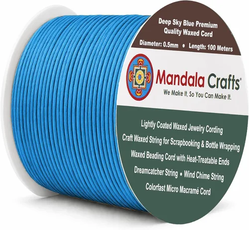 Miniatura 65 de Cuerda Mandala Crafts 0.03 pulgadas 109 yardas para hacer joyería, artesanía, macramé, cuerda de algodón encerado Negro