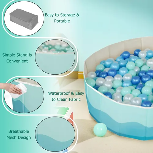 Miniatura 8 de Piscina de bolas de 40 pulgadas para niños pequeños y mascotas, pelota plegable para bebés, corralito de juegos y valla con bolsa de almacenamiento