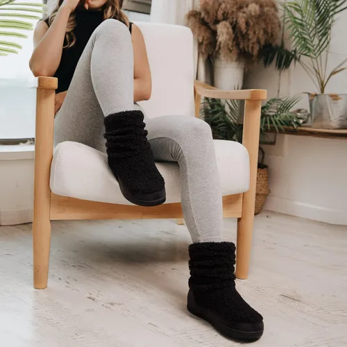 Miniatura 2 de HomeTop Pantuflas para botas de mujer con espuma viscoelástica cálida, para interiores y exteriores, con suela de goma