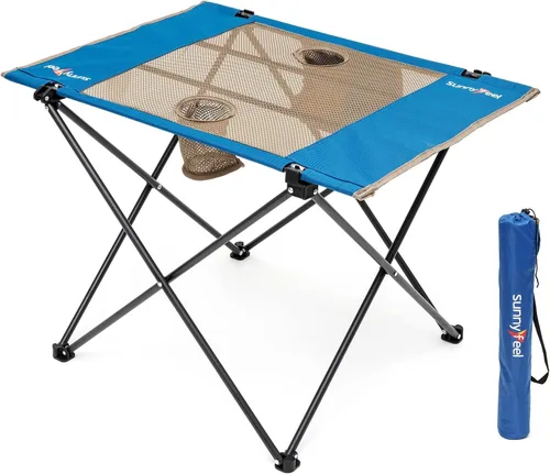 Miniatura 13 de SUNNYFEEL Mesa de camping plegable – Mesa de picnic portátil de aluminio ligero, 18.5 x 18.5 x 24.5 pulgadas para cocinar, playa, senderismo