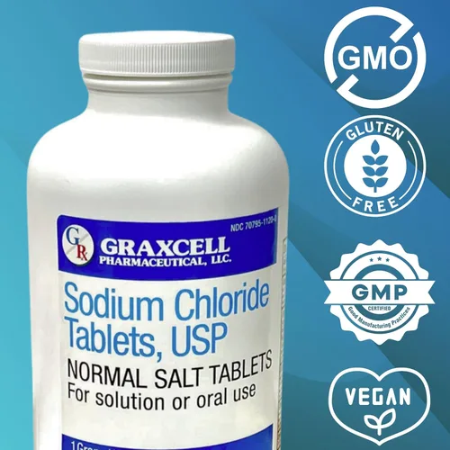 Miniatura 6 de Comprimidos de Cloruro de Sodio 1gm Pastillas de sales de electrolito para el síndrome POTS y apoyo a la disautonomía Rehidratación rápida