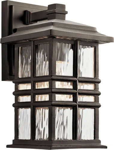 Miniatura 7 de Kichler Beacon 49829BKT - Lámpara de pared cuadrada de 12 pulgadas para exteriores con cristal martillado transparente en negro texturizado