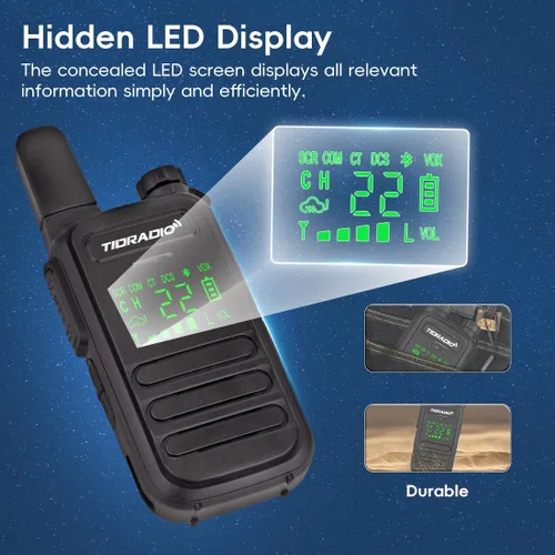 Miniatura 8 de TIDRADIO TD-M11 Walkie Talkies impermeable IP67, programación Bluetooth de aplicación/web, radios bidireccionales FRS de largo alcance, copia freq