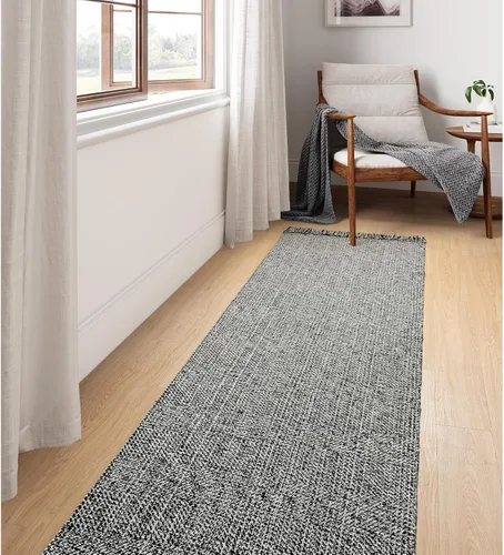 Miniatura 22 de Collive - Tapete de pasillo de cocina, 2 x 4.3 pies, tejido a mano, reversible, lavable, de algodón, color blanco/beige, para baño, pasillo