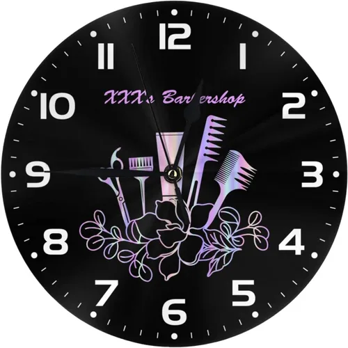 Miniatura 17 de Reloj de pared personalizado para peluquería, añade tu texto, reloj de peluquería personalizado para salón de belleza, decoración de reloj de pared