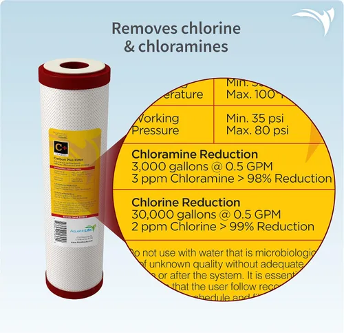 Miniatura 5 de AQUATICLIFE Carbon Plus Filtro de agua de bloque de carbono de 10 pulgadas Cartucho de reducción de cloramina para ósmosis inversa Desionización