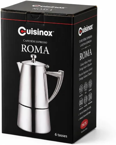 Miniatura 8 de CUISINOX Roma - Máquina de café expreso de acero inoxidable satinado para estufa, 6 tazas