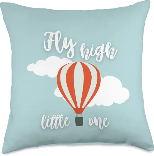 Miniatura 5 de Fearless Fly High Little One Cute Decor Baby & Kids - Almohada de globo de aire caliente, 16.0 x 16.0 in, multicolor