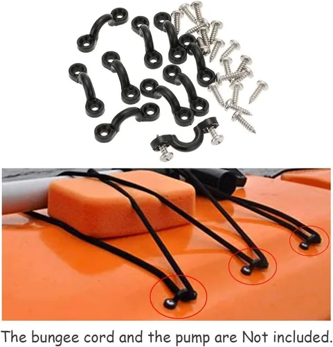 Miniatura 2 de Docooler Juego de 10 trabillas elásticas de nailon para cubierta con 20 tornillos para barco, kayak, cubierta