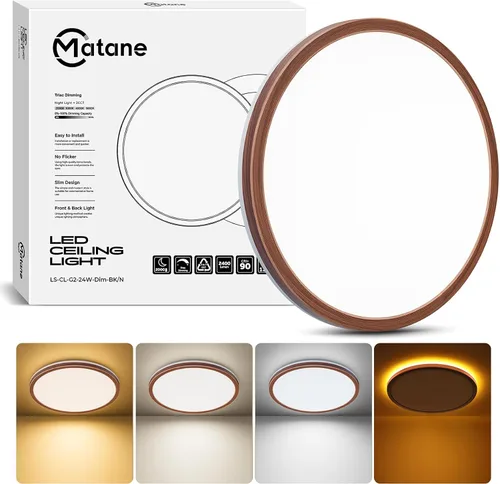 Miniatura 13 de Matane Lámpara de Techo LED Empotrada de 12 Pulgadas con Luz Nocturna, 24W 2400LM 3000K/4000K/5000K Seleccionable, Luces de Techo Regulables