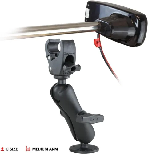 Miniatura 2 de RAM Mounts Soporte estabilizador de motor de arrastre con abrazadera de garra dura y placa redonda, bola de tamaño C de 1.5 pulgadas, montaje