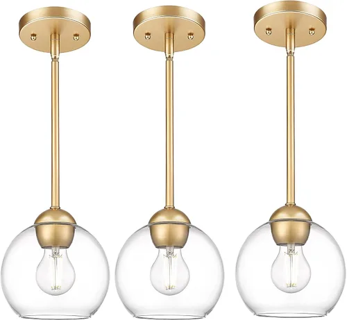 Emak Juego de luces colgantes, juego de 2 unidades a juego, luz colgante de globo, PL119-GD, PL119-GD-2PK