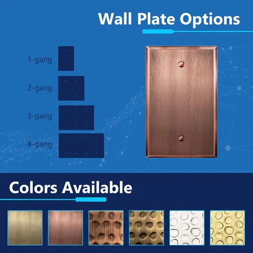 Miniatura 4 de LIDER Placa de pared de metal en blanco, cubierta de salida en blanco de acero inoxidable, resistente a la corrosión, tamaño mediano de 1 banda