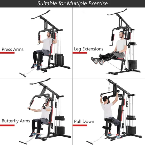Miniatura 2 de Goplus Sistema de gimnasio en casa multifunción, equipo de entrenamiento de fuerza, máquina de fuerza para fitness, para entrenamiento de cuerpo