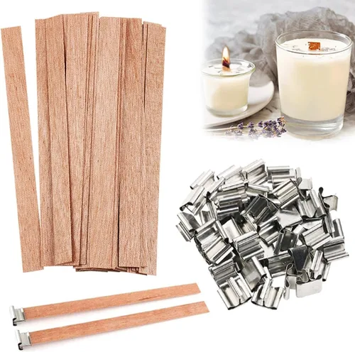 Miniatura 7 de PXBBZDQ Soportes de mecha de madera para hacer velas, clips de mecha de madera, adecuados para la mayoría de contenedores de velas (100 unidades)