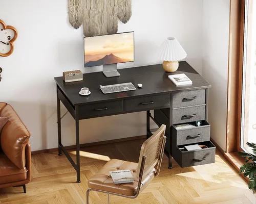 Miniatura 6 de Casaottima Escritorio pequeño para computadora de 40 pulgadas con 6 cajones, escritorio de almacenamiento reversible para oficina en casa, mesa