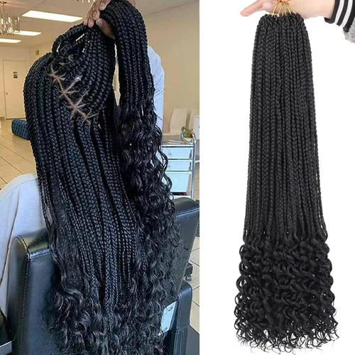 Miniatura 46 de XTREND 10 Pulgadas 6 Paquetes Trenzas de Caja de Ganchillo Cabello Pre-anudado Sin Nudos Bobo Trenzas de Caja 3X Extensiones de Cabello Trenzado 1b#