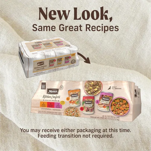 Miniatura 2 de Merrick Kitchen Comforts, comida húmeda para perros con salsa, paquete de variedad de carne real y arroz integral para perros con granos