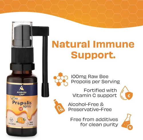 Miniatura 4 de Spray de propóleo de abeja + vitamina C, sin alcohol, sabor a naranja natural, extracto de propóleo de abeja 100% puro, apoyo antioxidante