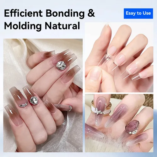 Miniatura 6 de JODSONE Gel de pegamento de uñas 4 en 1 de 0.5 onzas líquidas para puntas de uñas, pegamento de extensión de larga duración para puntas de uñas