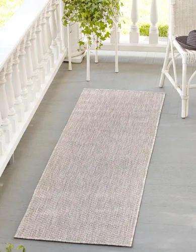 Miniatura 78 de Unique Loom Collection Alfombra de Área Plana Casual de Transición Sólida Jaspeada para Interiores/Exteriores (Pasillo 2' x 6' 1", Azul/Azul Marino)