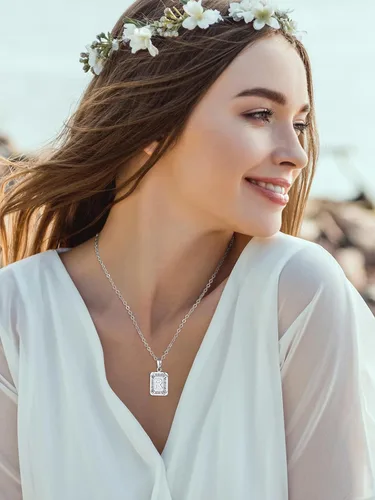 Miniatura 2 de U7 Collar con monograma A-Z 26 letras colgantes chapado en oro de 18 quilates, chapado en platino, collares cuadrados con inicial mayúscula
