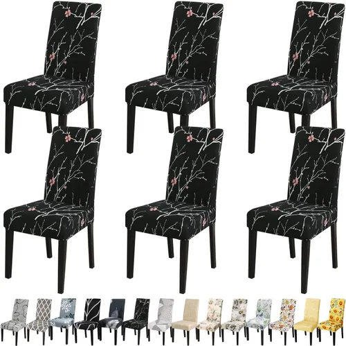 Miniatura 138 de JQinHome Juego de 8 fundas para sillas de comedor, fundas de alta elasticidad extraíbles y lavables, fundas protectoras de asiento para silla