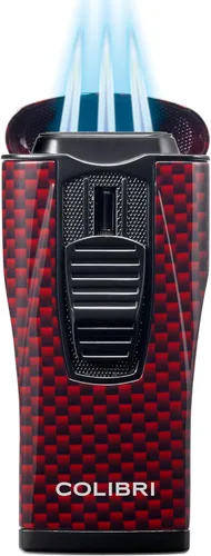 Miniatura 2 de Colibri Monaco - Encendedor de puros con llama triple chet, resistente al viento, ventana de combustible de ilusión azul, butano recargable