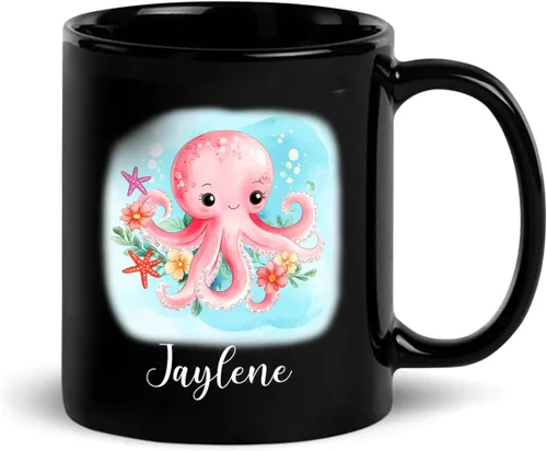 Miniatura 26 de Taza de café con nombre personalizado, regalo para amigo, compañero de trabajo, cumpleaños, taza de cerámica negra personalizada para amantes
