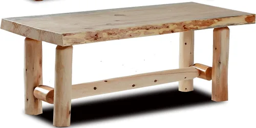 Miniatura 3 de Mesa de centro de troncos de borde vivo (transparente natural) - Muebles rústicos - Mesa de centro rústica de pino y cedro