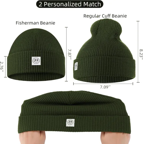 Miniatura 6 de Gorro para hombre con gorro de invierno con sonrisa, unisex, de punto, suave, cálido, con puños