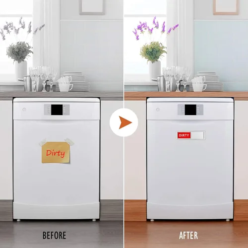 Miniatura 4 de Imán para lavavajillas con el texto en inglés "Dirty" o "Clean", solo cambia cuando lo empujas. Imán fuerte antiarañazos o 3M con opciones que